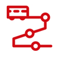  A red line depicting a train in motion, illustrating live tracking capabilities for real-time updates.